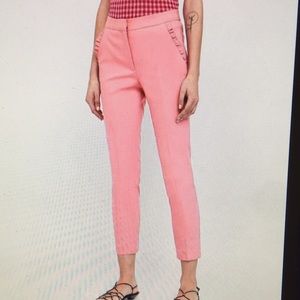 Ann Taylor Pink Ruffle Pocket Crop size 10